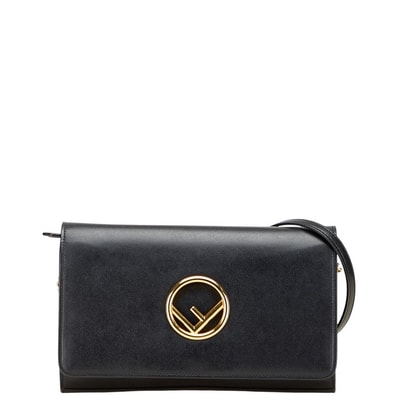 フェンディ チェーンウォレット ショルダーバッグ 8BS004 ブラック カーフレザー レディース FENDI 中古