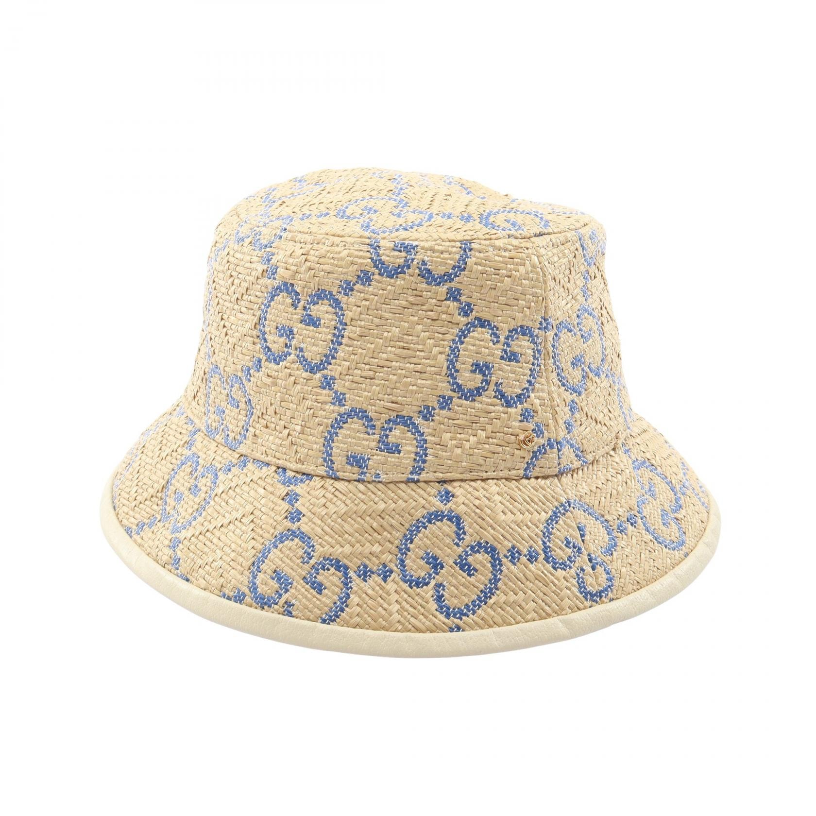 グッチ GUCCI GG柄 ジャガード バケット ハット 帽子 ナイロン レディース ベージュ系 / ブルー系 701703 【中古】