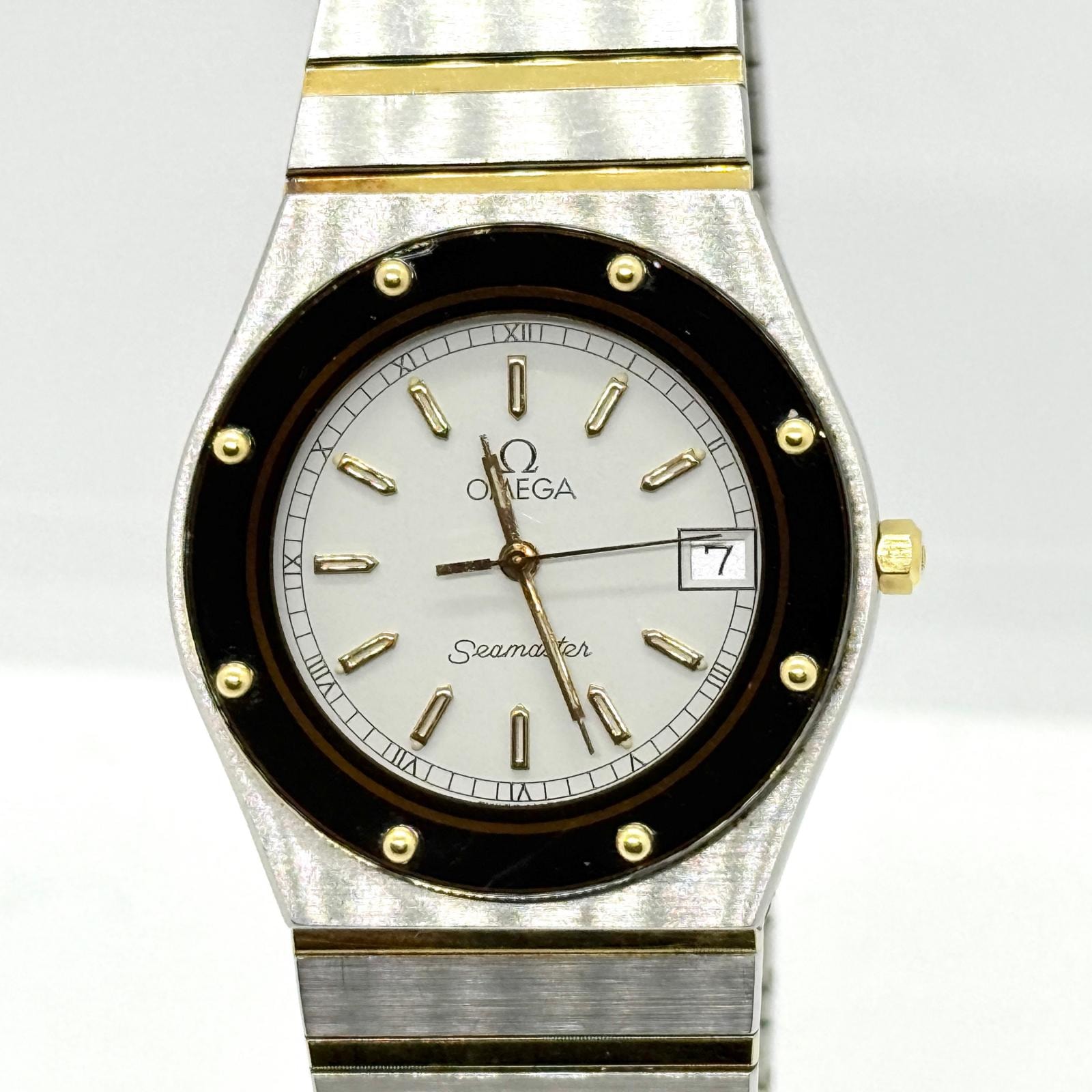 OMEGA オメガ SEAMASTER シーマスター マリナーIII 1430 ホワイト QZ ユニセックス 腕時計 訳あり