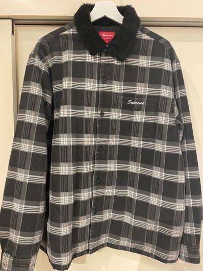 Supreme Faux Fur Collar Flannel Shirt "Black"