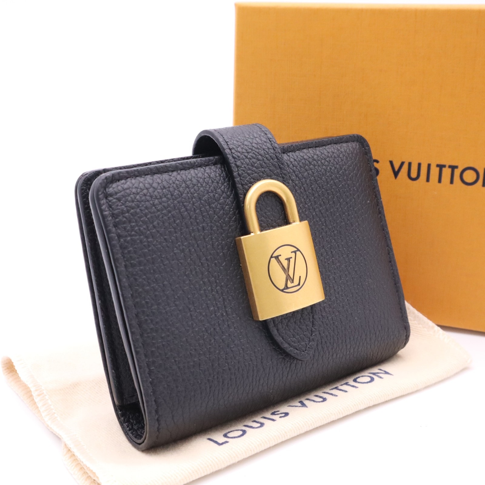 美品 LOUIS VUITTON ルイ・ヴィトン トリヨン ポルトフォイユ ロウキー コンパクト M12408 ノワール コンパクトウォレット M12408 二つ折り財布 ブラック トリヨンレザー レディース