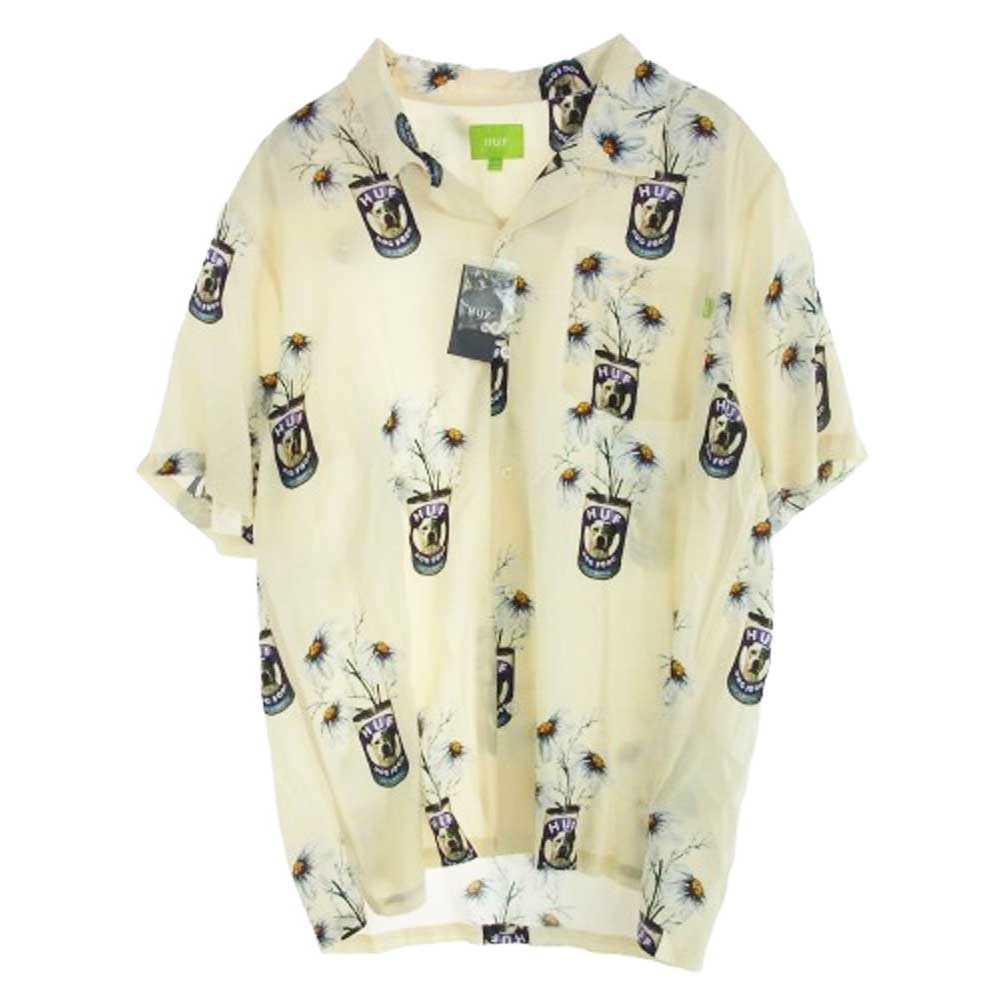 HUF ハフ 半袖シャツ 22SBU00142 CANNED S/S RESORT TOP オープンカラー レーヨン 半袖シャツ イエロー系 XL【極上美品】【中古】