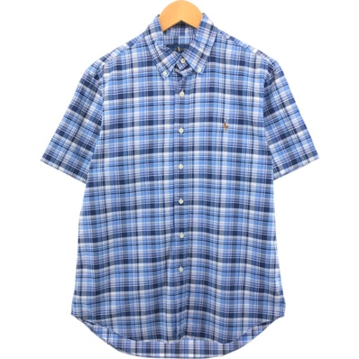 古着 ラルフローレン Ralph Lauren POLO RALPH LAUREN 半袖 ボタンダウン チェックシャツ メンズM相当/eaa560803