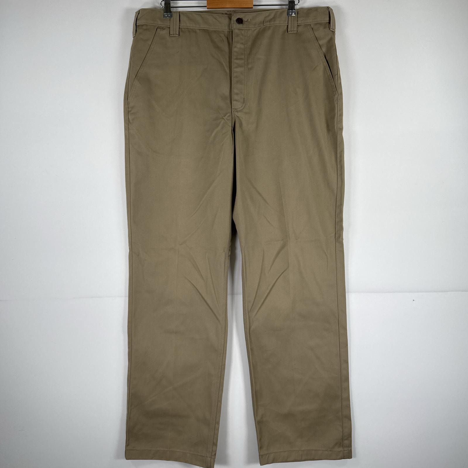 古着 カーハート Carhartt ワークパンツ 作業着 チノパン ワンポイント ロゴ ストレート 大きいサイズ w40 L32  ベージュ メンズ