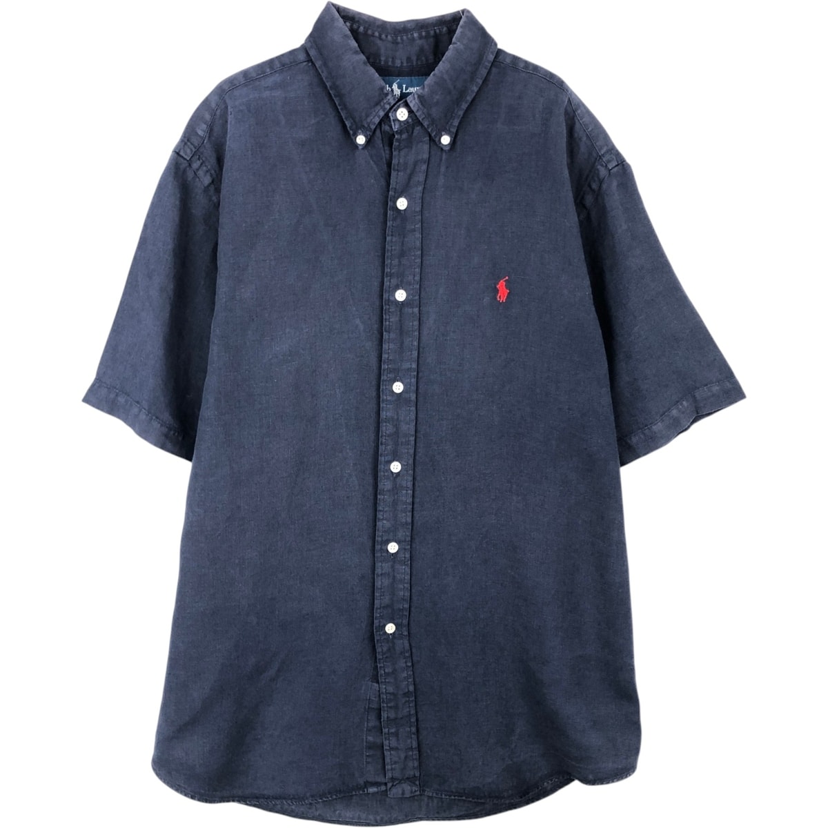 古着 ラルフローレン Ralph Lauren CLASSIC FIT 半袖 リネン ボタンダウンシャツ メンズL相当/rab182075