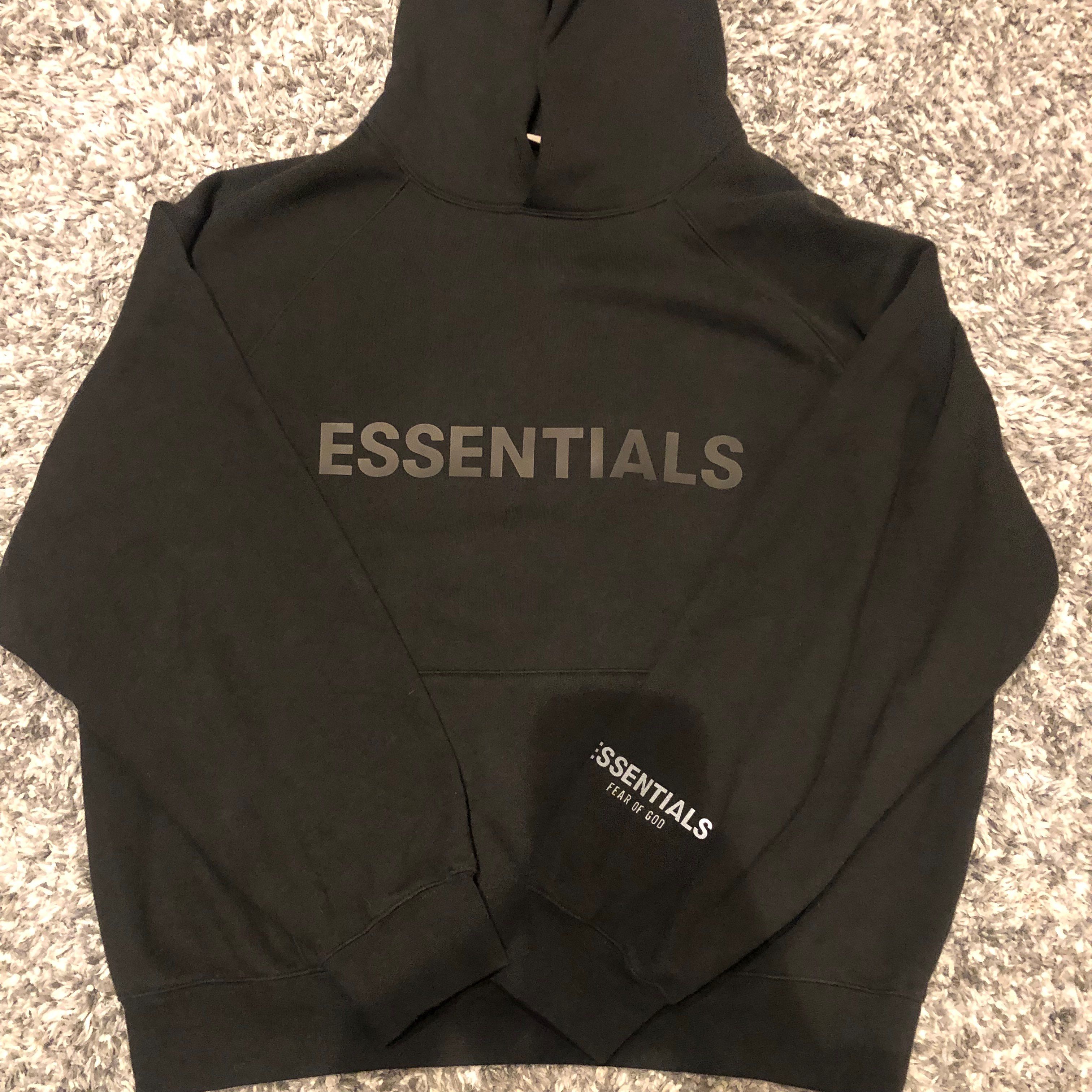 FEAR OF GOD ESSENTIALS 3D Silicon Applique Full Zip Up Hoodie "Black"