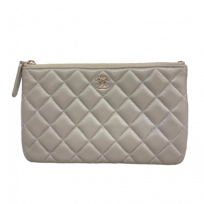 【6fe6961-k】シャネル 長財布 マトラッセ ラムスキン グレー シルバー金具【中古】レディース