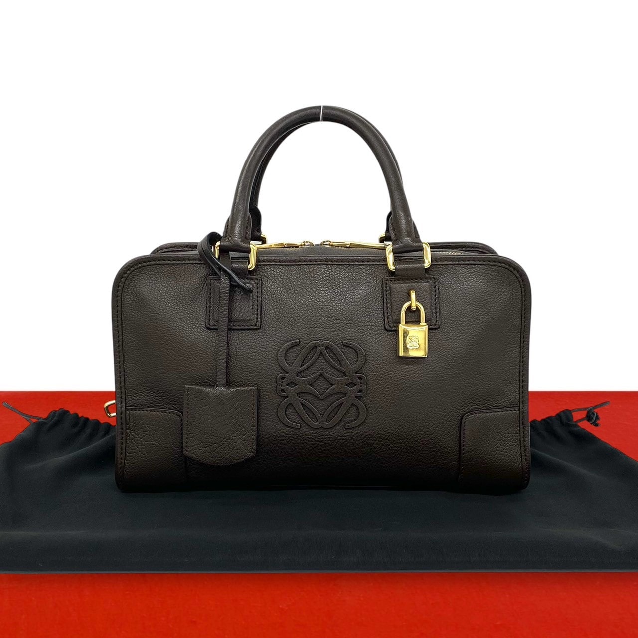 LOEWE ロエベ アマソナ 28 アナグラム ロゴ レザー ハンドバッグ ブラウン
79786