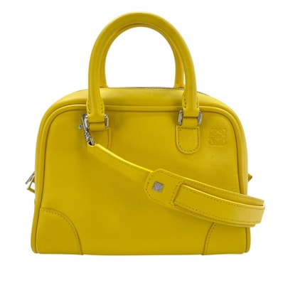 LOEWE ロエベ 2WAY アナグラム 斜め掛け ハンドバッグ ショルダーバッグ アマソナ75 イエロー シルバー金具 レディース【中古品】
