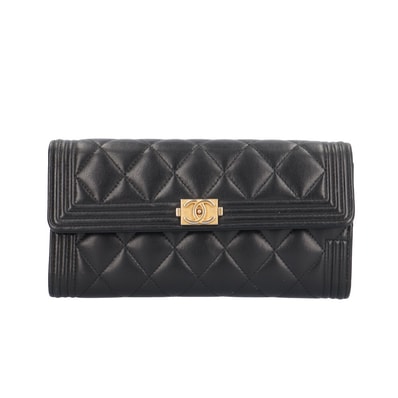 シャネル ボーイシャネル 長財布 ラムスキン A80286 レディース CHANEL 中古