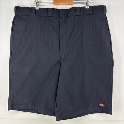 古着 ディッキーズ Dickies ショートパンツ チノパン ワーク ワンポイントロゴ 大きいサイズ w46 ブラック ストライプ メンズ