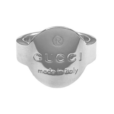 GUCCI グッチ トレードマーク オーバル ロゴ リング・指輪
SV925 15.5号 シルバー 新品仕上済 ユニセックス
【中古】