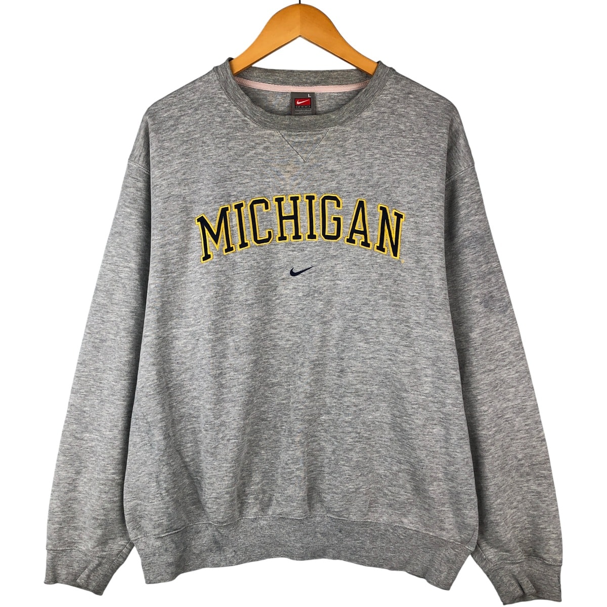 古着 90~00年代 ナイキ NIKE TEAM センターロゴ MICHIGAN ミシガン大学 カレッジスウェットシャツ トレーナー メンズL相当/eaa596924