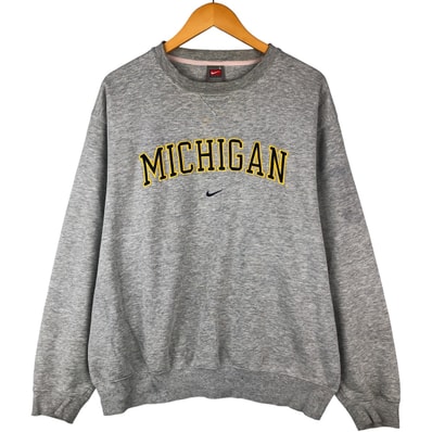 古着 90~00年代 ナイキ NIKE TEAM センターロゴ MICHIGAN ミシガン大学 カレッジスウェットシャツ トレーナー メンズL相当/eaa596924