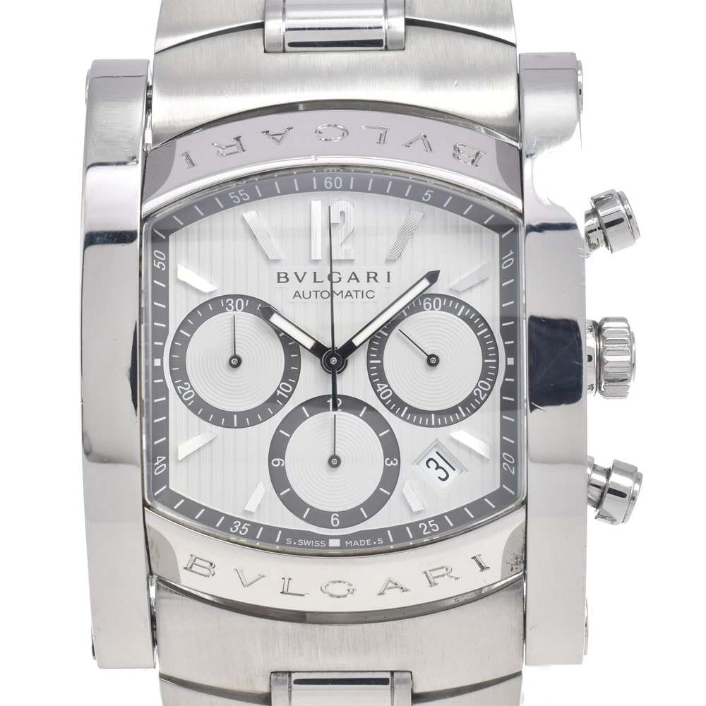 ブルガリ BVLGARI AA48SCH アショーマ クロノグラフ デイト シルバー 自動巻き メンズ 良品 腕時計 H#147717