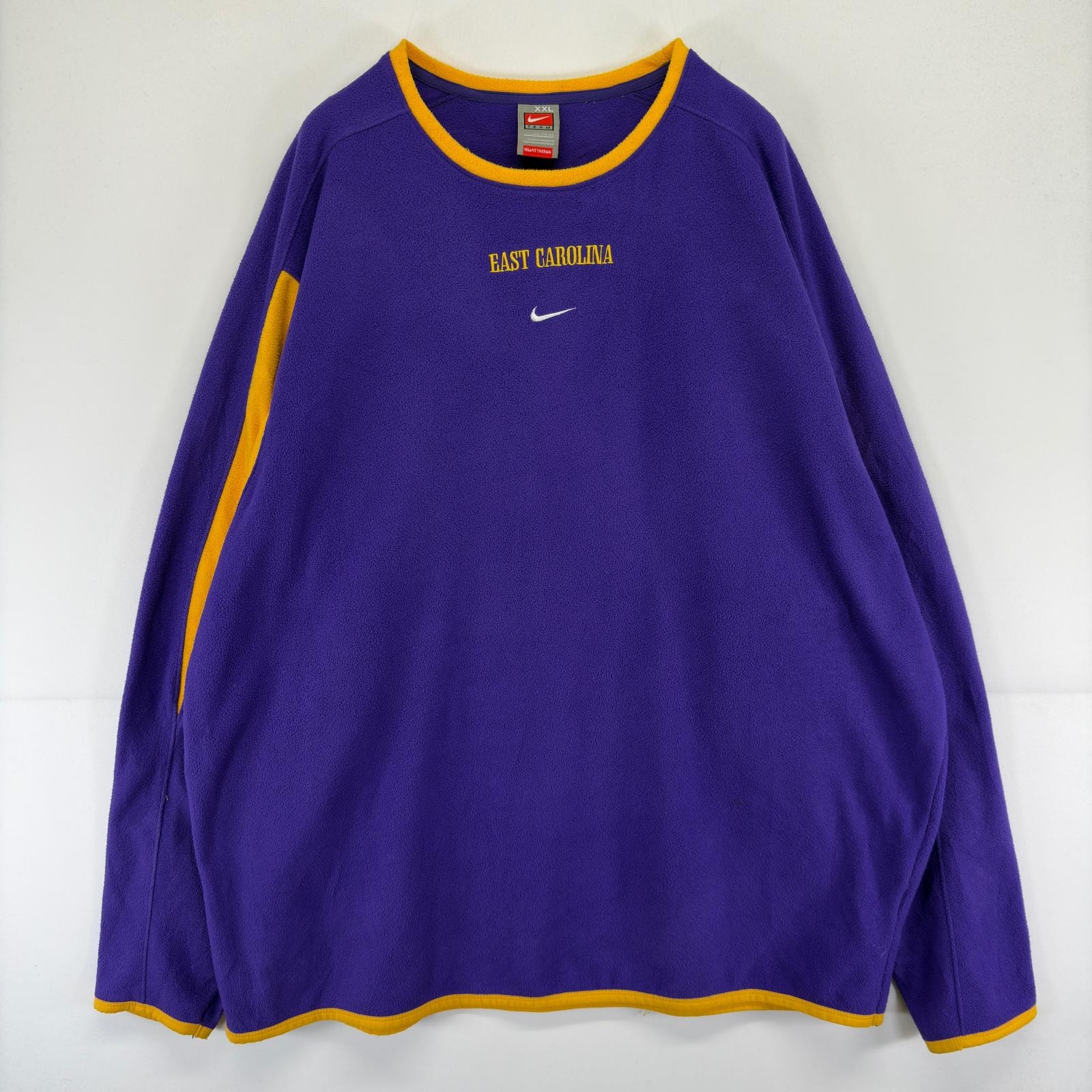 古着 ナイキ NIKE フリース トレーナー クルーネック ナイキチーム 大きいサイズ ロゴ 刺繍 2XL  パープル ツートン メンズ