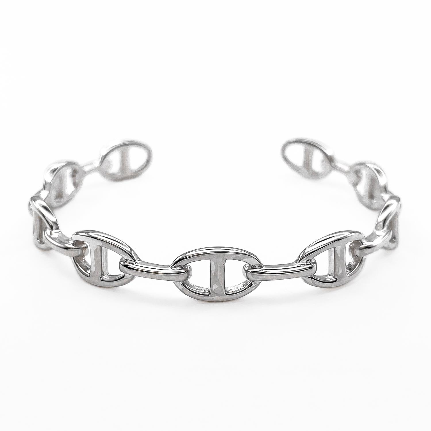 HERMES エルメス シェーヌダンクル アンシェネ カフ  バングル
 ブレスレット  SV925 17cm サイズ刻印なし 新品仕上済 ユニセックス
 【中古】