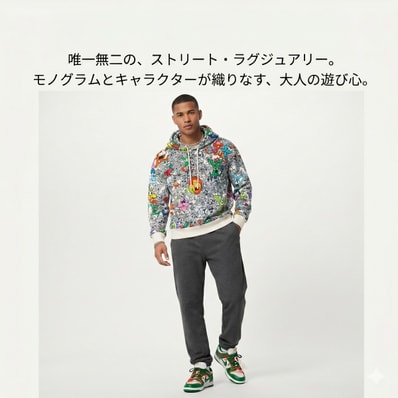 ルイヴィトン LOUIS VUITTON パーカー モノグラムコミックス 23SS プルオーバー 裏起毛 マルチカラー