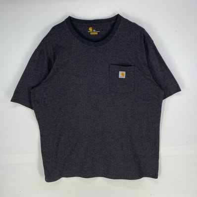 古着 カーハート Carhartt 半袖Tシャツ ワンポイント 胸ポケット クルーネック ショートスリーブ 2XL グレー系 メンズ