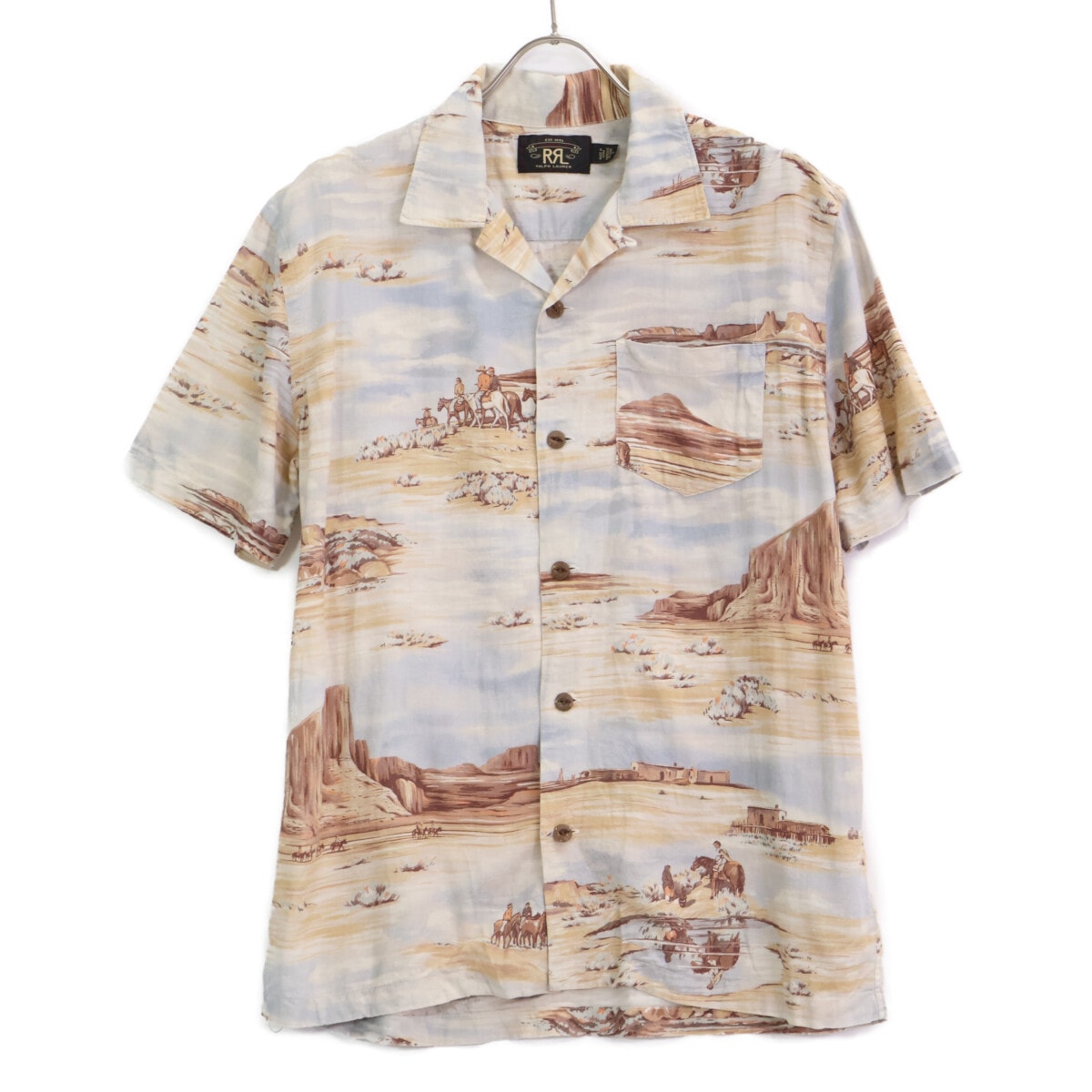 ダブルアールエル コットン SCNIC PRINT LINEN BLEND SHIRTS M