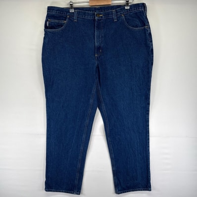 古着 カーハート Carhartt デニム パンツ Gパン 5ポケット ジッパーフライ 大きいサイズ ワンポイントロゴ W42 L32 ブルー系 メンズ