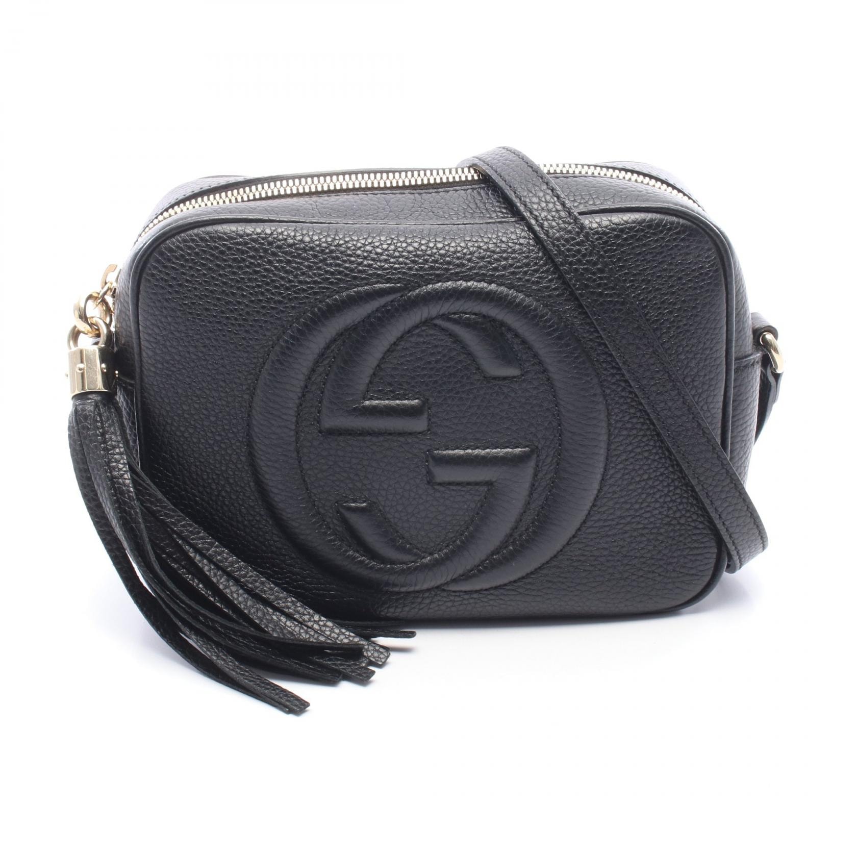 グッチ GUCCI ソーホー ディスコバッグ インターロッキングG ショルダーバッグ バッグ レザー レディース ブラック系 308364 【中古】