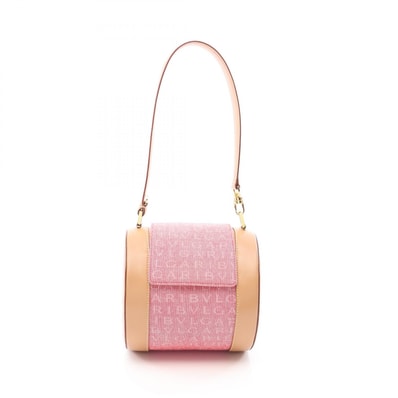 ブルガリ BVLGARI B-zero1 ビーゼロワン ロゴマニア ハンドバッグ バッグ キャンバス レザー レディース ピンク系 / ベージュ系 【中古】