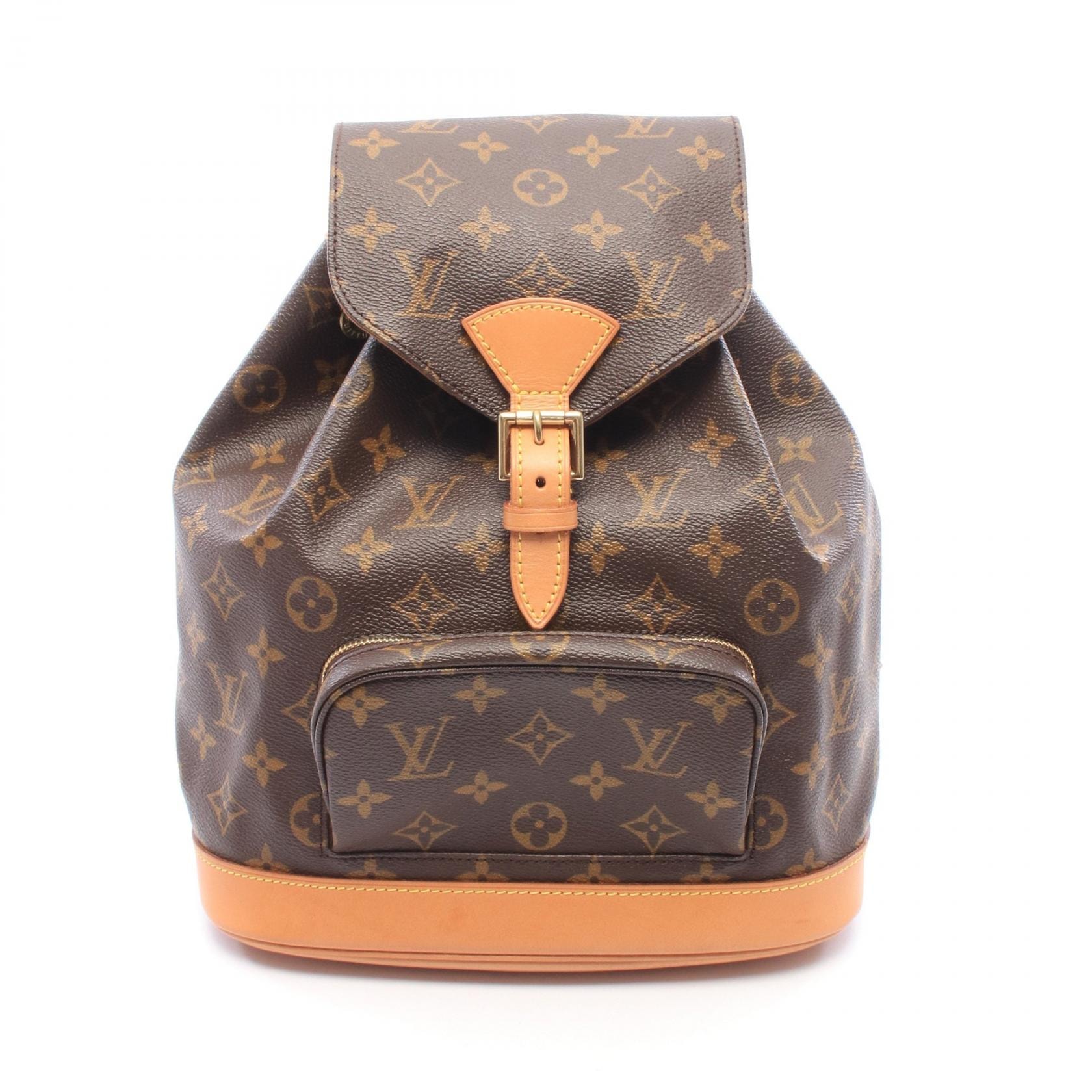 ルイ・ヴィトン LOUIS VUITTON モンスリMM モノグラム リュックサック バックパック バッグ PVCコーティングキャンバス レザー モノグラム レディース ブラウン系 M51136 【中古】