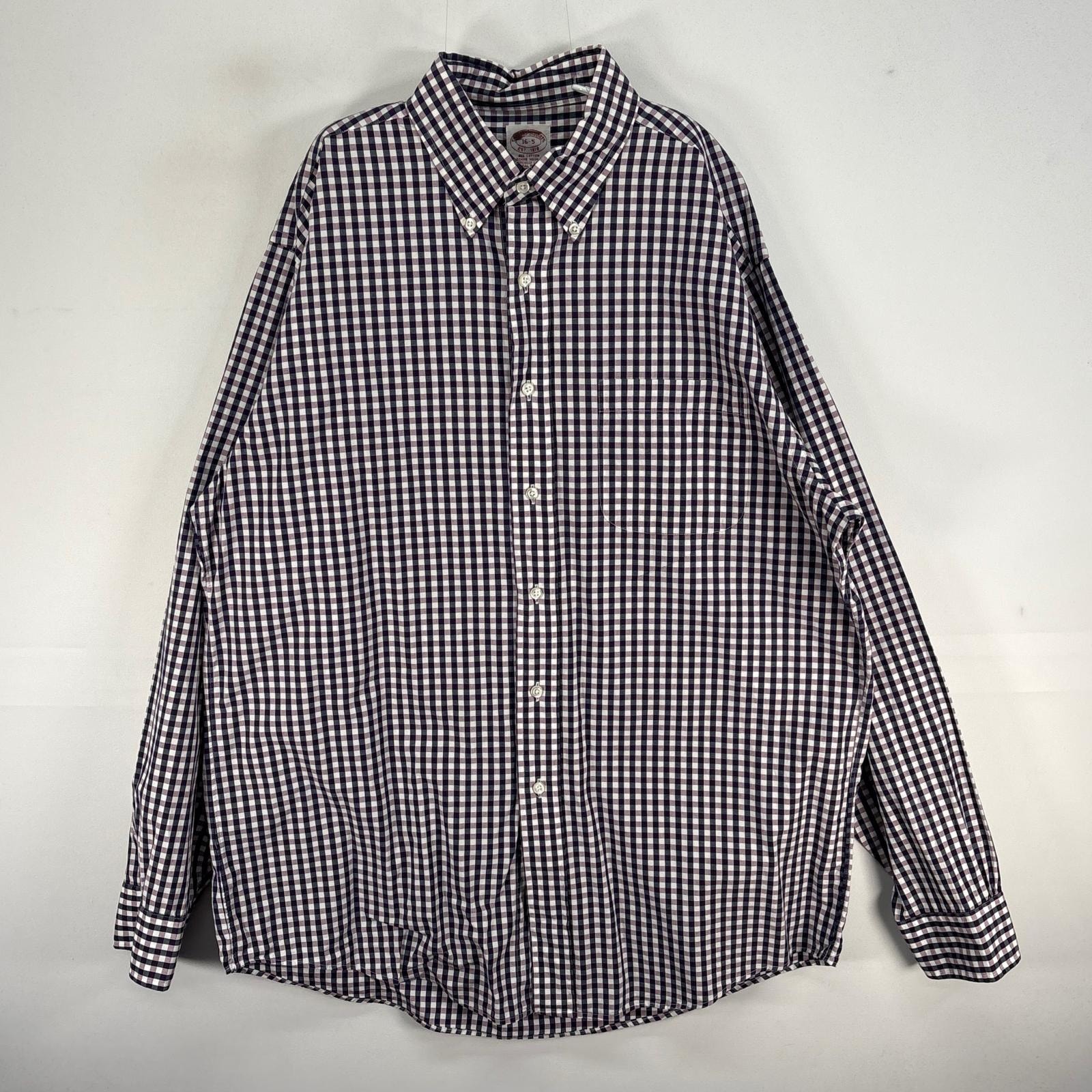 古着 ブルックスブラザーズ Brooks Brothers 長袖シャツ チェック 胸ポケ ボタンダウン L  パープル系 マルチカラー メンズ