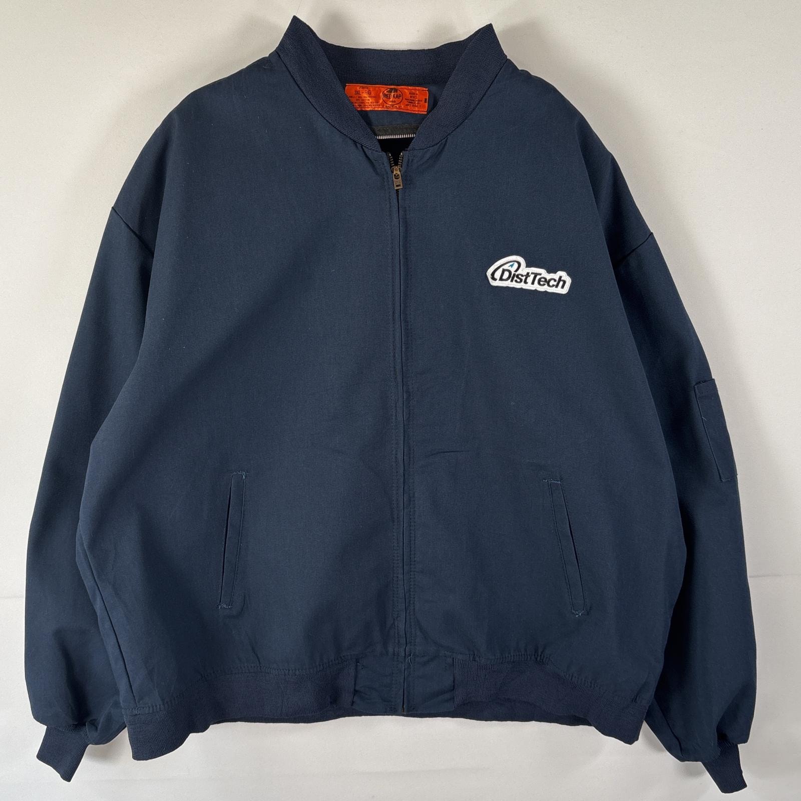 古着 レッドキャップ RED KAP ワークジャケット ブルゾン フルジップ 企業ロゴ 大きいサイズ ワッペン 14042 ネイビー メンズ