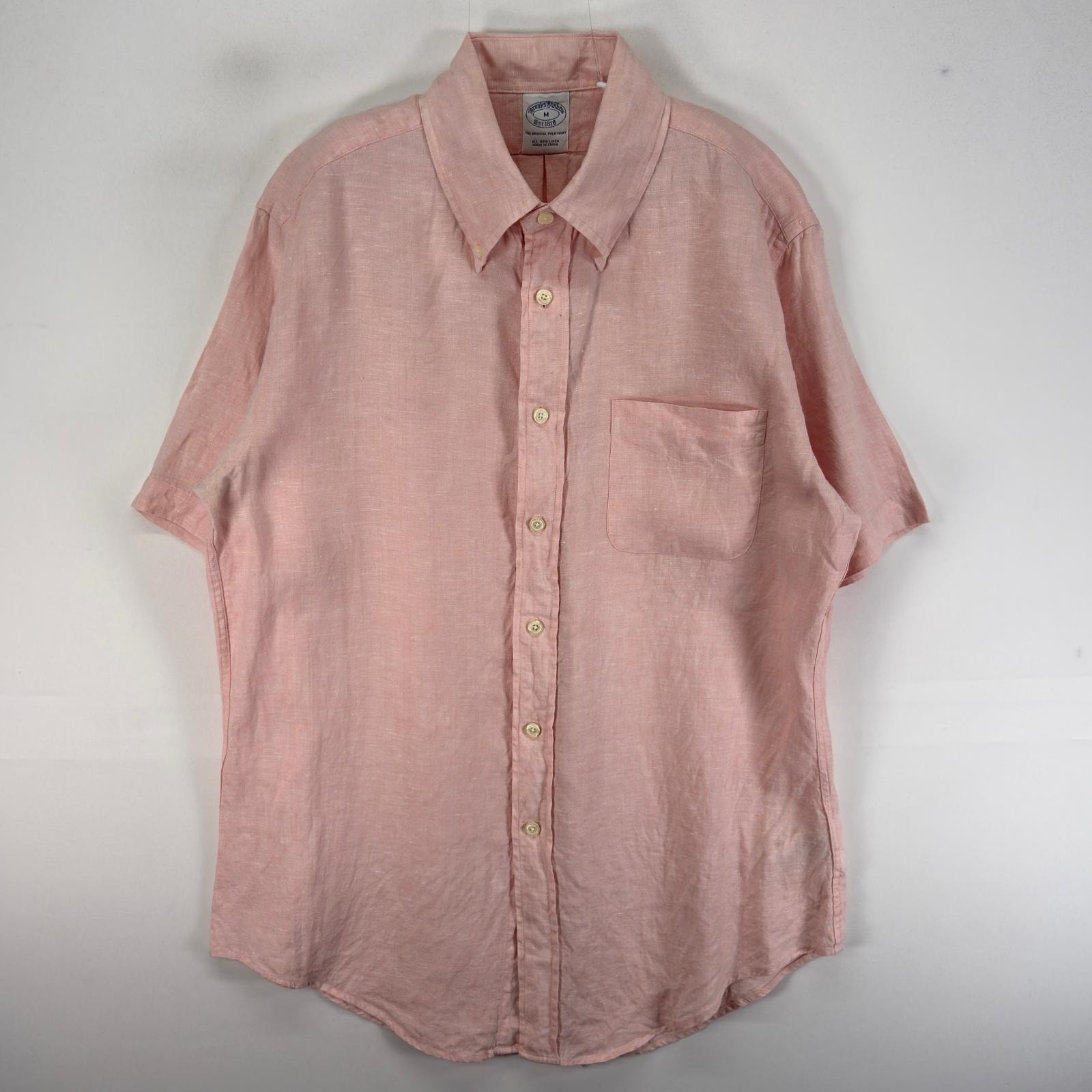 古着 ブルックスブラザーズ Brooks Brothers 半袖シャツ 胸ポケ 1818 M ピンク系 無地 メンズ