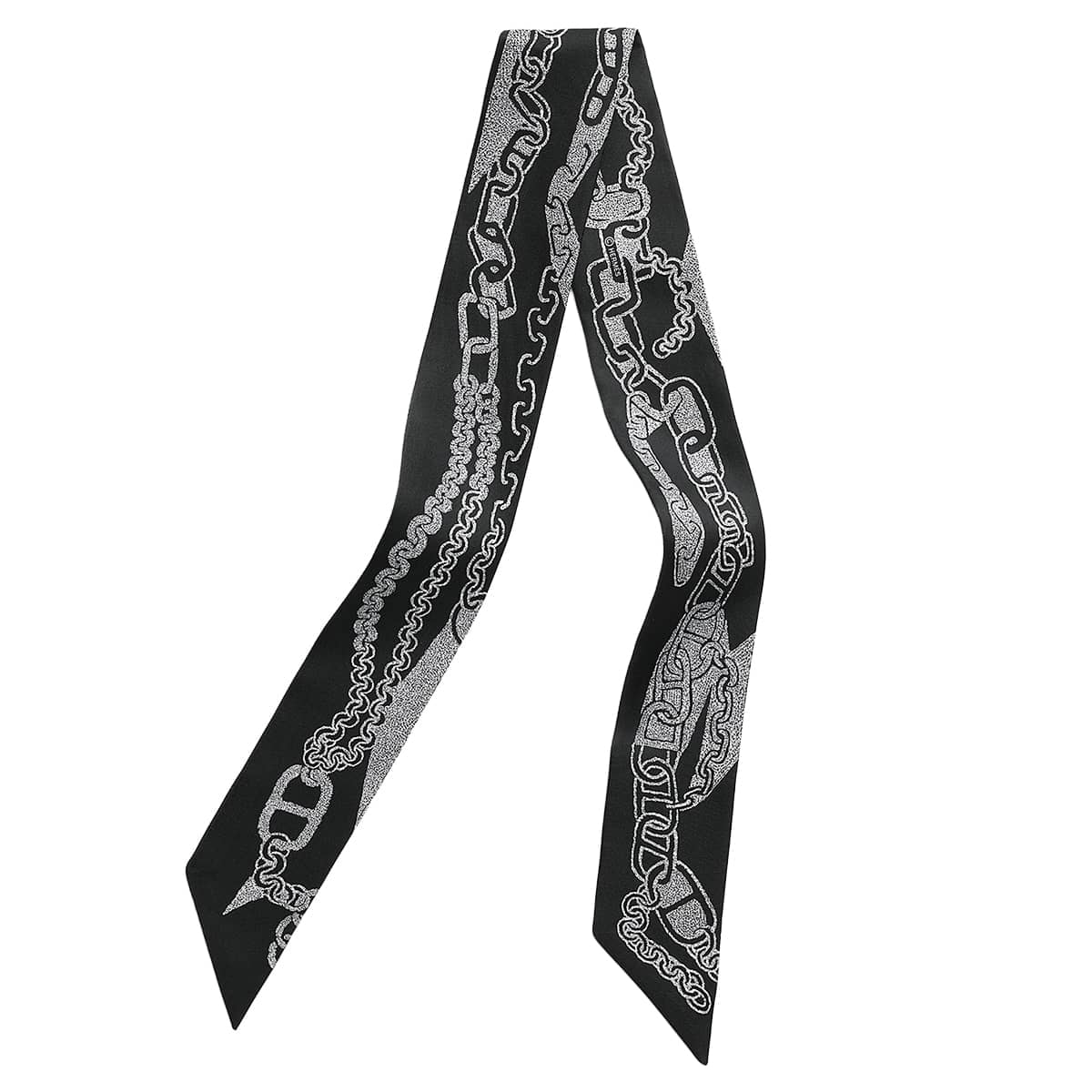 HERMES エルメス スカーフ ツイリー ブックルエマイヨン 黒 (ブラック)/白 (ホワイト) シルク100% 新品