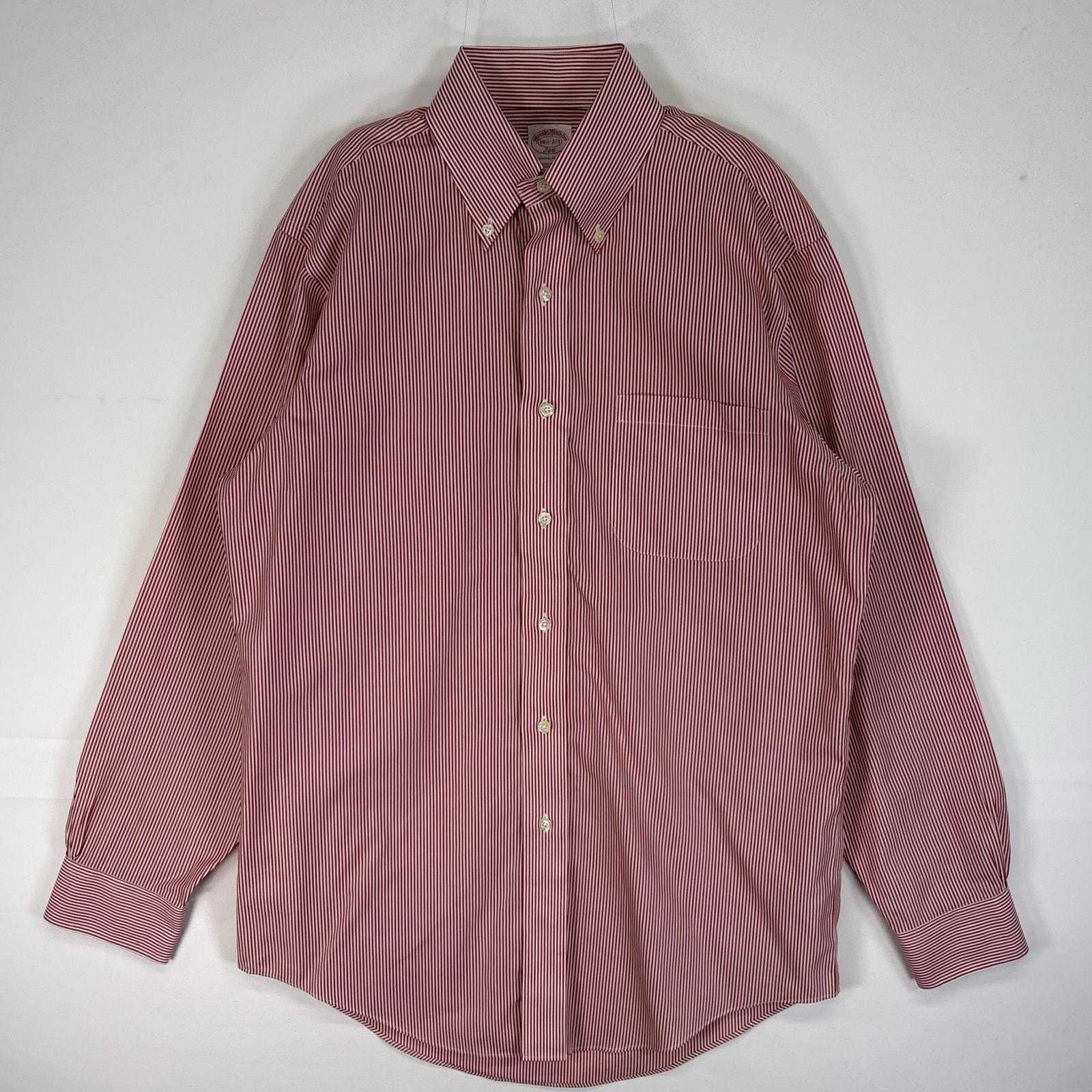 古着 ブルックスブラザーズ Brooks Brothers 長袖シャツ 胸ポケ 346 ボタンダウン S  レッド系 ストライプ メンズ