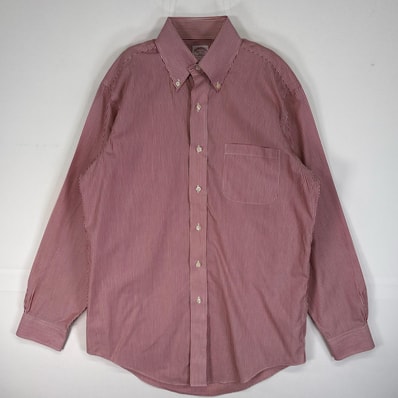 古着 ブルックスブラザーズ Brooks Brothers 長袖シャツ 胸ポケ 346 ボタンダウン S レッド系 ストライプ メンズ