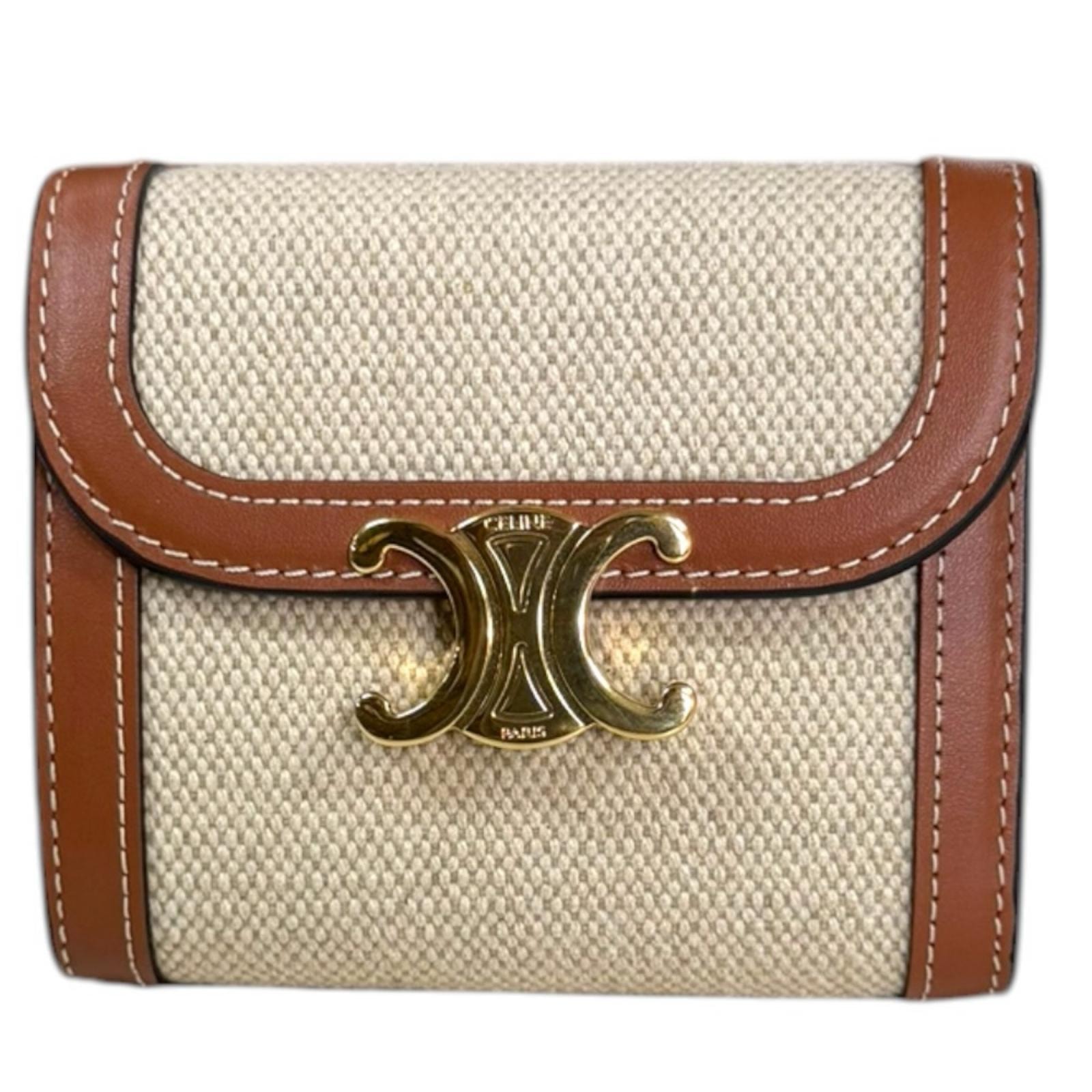 セリーヌ スモールフラップウォレット トリオンフ 長財布 キャンバス 10D782CLD.04LV レディース CELINE  中古