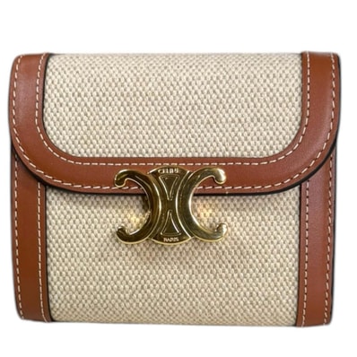 セリーヌ スモールフラップウォレット トリオンフ 長財布 キャンバス 10D782CLD.04LV レディース CELINE 中古