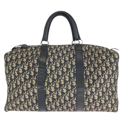 Christian Dior クリスチャンディオール ヴィンテージ トロッター ネイビーシルバー金具 キャンバス レザー/ ボストンバッグ 旅行バッグ 男女兼用 601763 【中古】