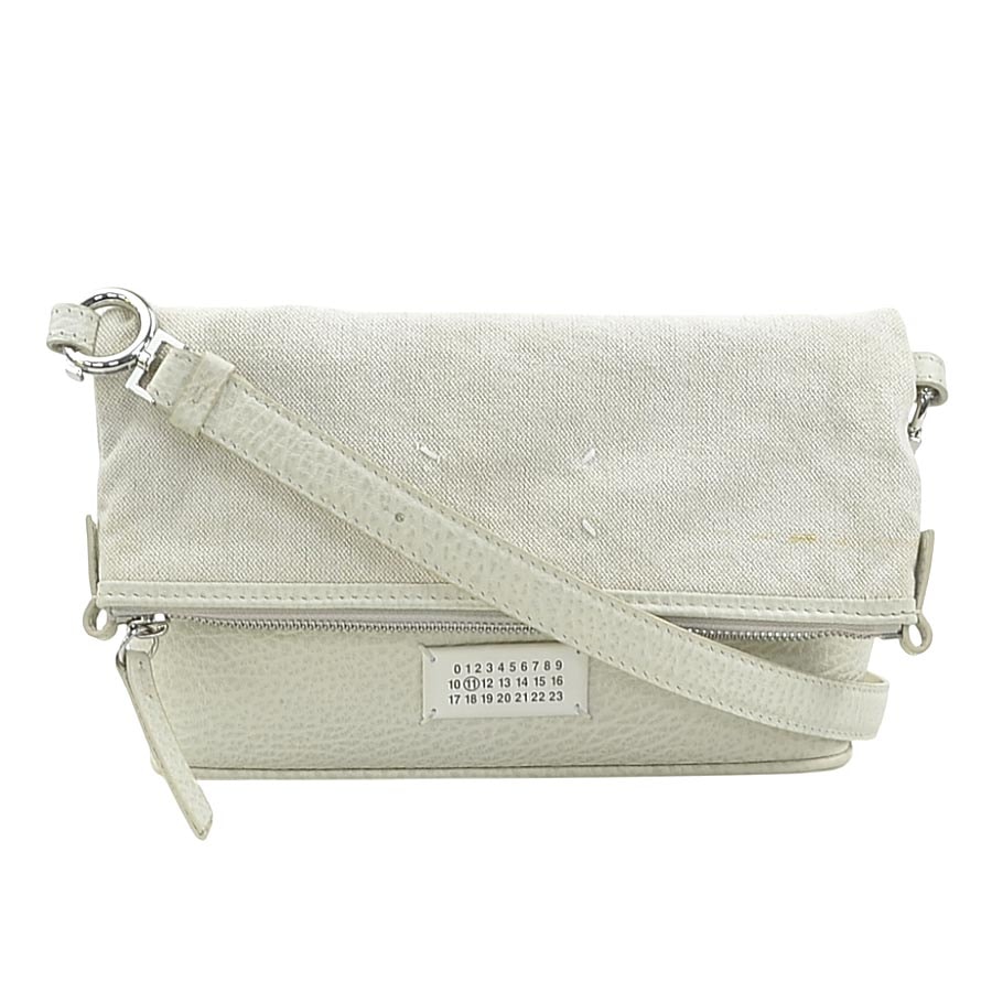 メゾンマルジェラ Maison Margiela ショルダーバッグ 5AC ホーボースモール キャンバス/レザー アイボリー ユニセックス【中古】 56939j