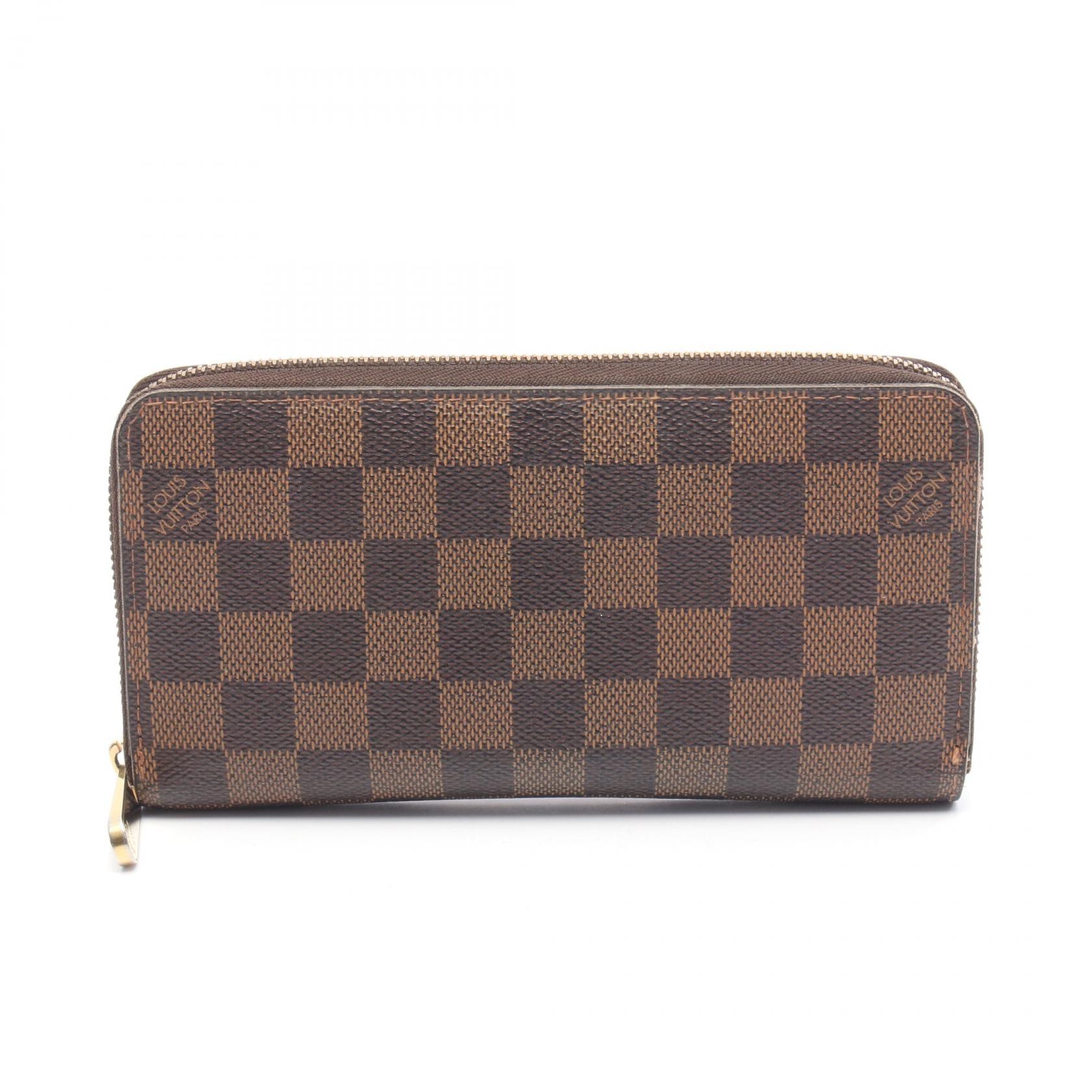 ルイ・ヴィトン LOUIS VUITTON ジッピーウォレット ラウンド長財布 財布 PVCコーティングキャンバス ダミエ エベヌ メンズ レディース ブラウン系 N60015 【中古】