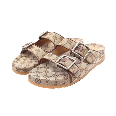 グッチ GUCCI GGキャンバス サンダル 靴 キャンバス レザー メンズ ベージュ系 / ブラウン系 658020 【中古】