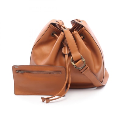 サルヴァトーレフェラガモ Salvatore Ferragamo ガンチーニ ドローストリング ショルダーバッグ バッグ レザー レディース ブラウン系 【中古】