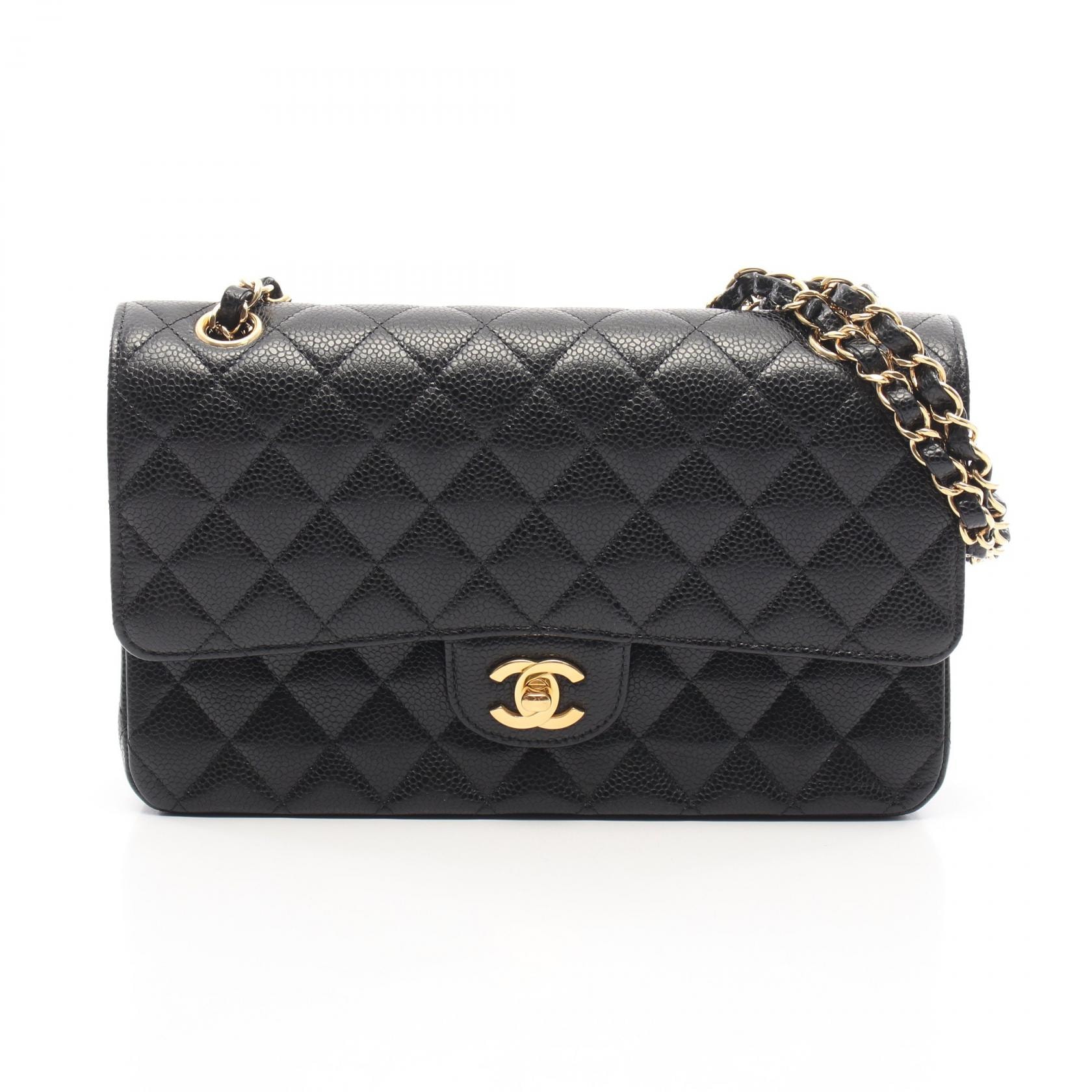 シャネル CHANEL マトラッセ Wフラップ ショルダーバッグ バッグ キャビアスキン(グレインドカーフ) レディース ブラック系 【中古】