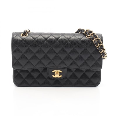 シャネル CHANEL マトラッセ Wフラップ ショルダーバッグ バッグ キャビアスキン(グレインドカーフ) レディース ブラック系 【中古】