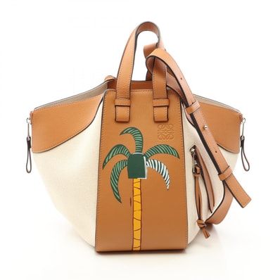 ロエベ LOEWE LOEWE × KEN PRICE HAMMOCK SMALL ハンモック スモール 2WAY ハンドバッグ バッグ レザー キャンバス レディース ブラウン系 / アイボリー系 【中古】