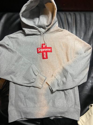Supreme Cross Box Logo Hooded Sweatshirt "Grey"
