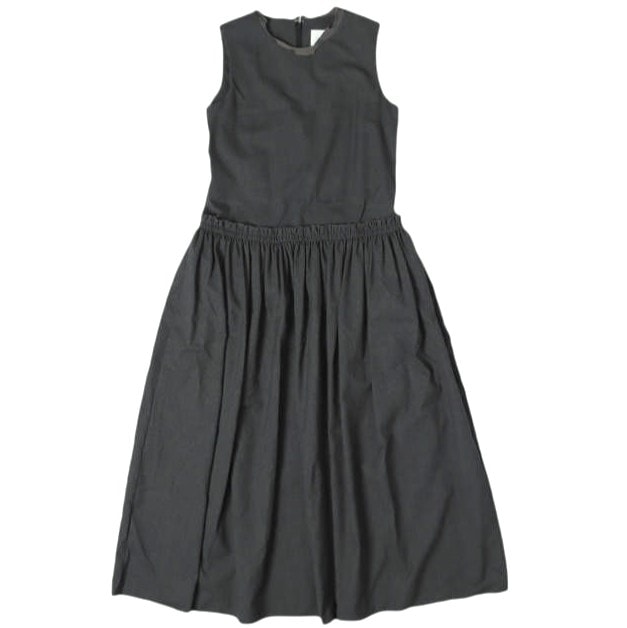 RBS Ray BEAMS アールビーエス レイビームス 日本製 ローウエストギャザーワンピース 63-26-0318-747 0 CHARCOAL GRAY 定価28,600円 ノースリーブ ロング ドレス トップス g27344