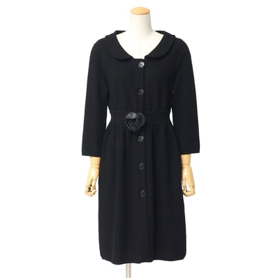 Christian Dior クリスチャンディオール ワンピース サイズ42 丸襟 コットンニット フラワーコサージュ フランス製 ブランド古着【中古】20260424/RA9187