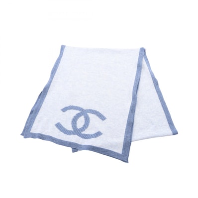 シャネル CHANEL ココマーク マフラー 衣料品 コットン カシミヤ レディース ブルー系 【中古】