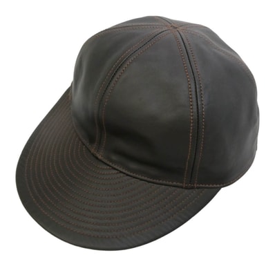 The REAL McCOY'S ザリアルマッコイズ MA22108 TYPE A-3 CAP HORSEHIDE ホースハイド レザー キャップ 帽子 チャコール系 ダークブラウン系 7 1/2【美品】【中古】