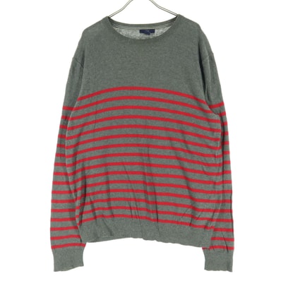 GAP ギャップ ボーダー柄 長袖 ニット M グレー